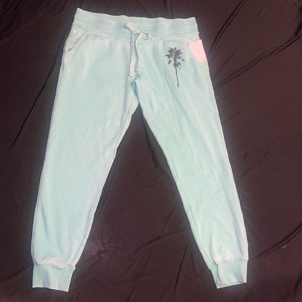 New Guess Capris Crop Sweatpants Mint Green Pants M - Picture 3 of 9